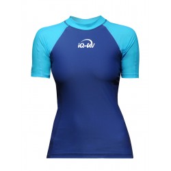 Tričko dámské UV dvoubarevné tyrkys/modrá pro vodní sporty krátký rukáv XXL